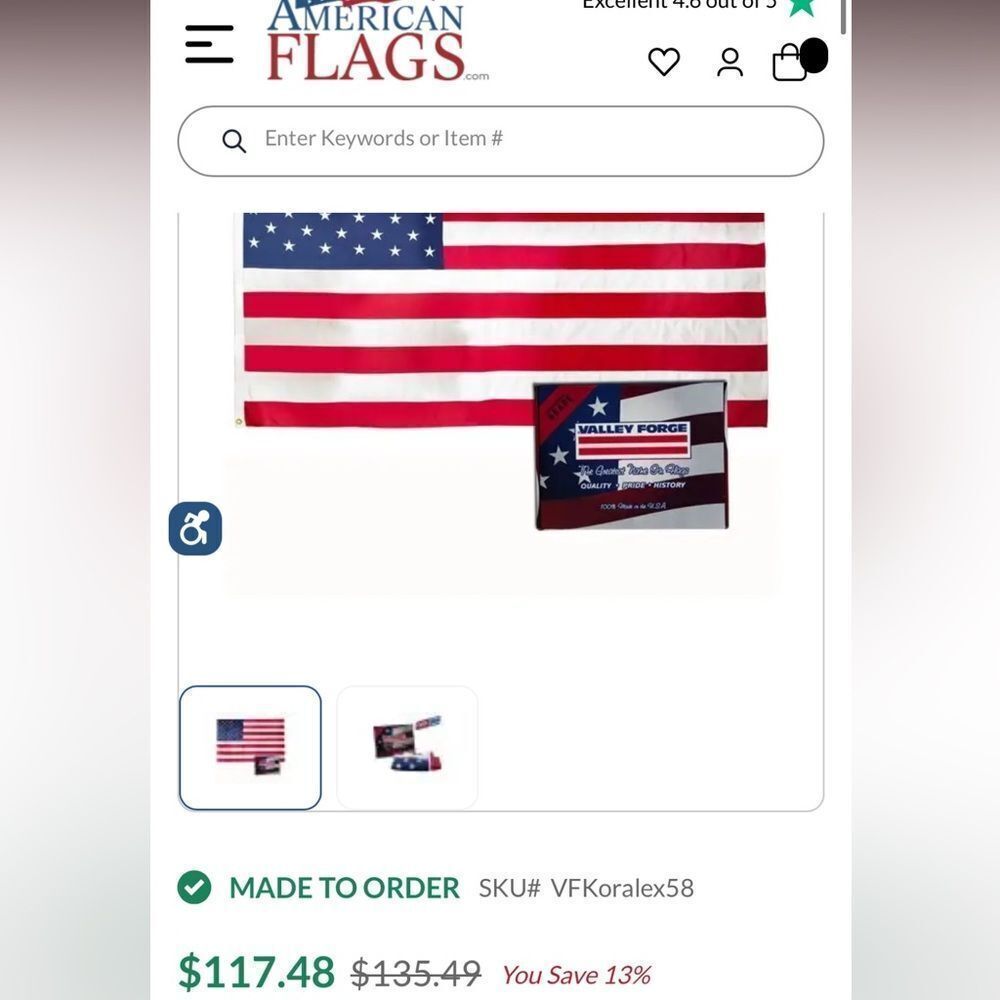 koralex 2 5ft by 8ft american flag in EXcellent shape like new‎ MSRP 135